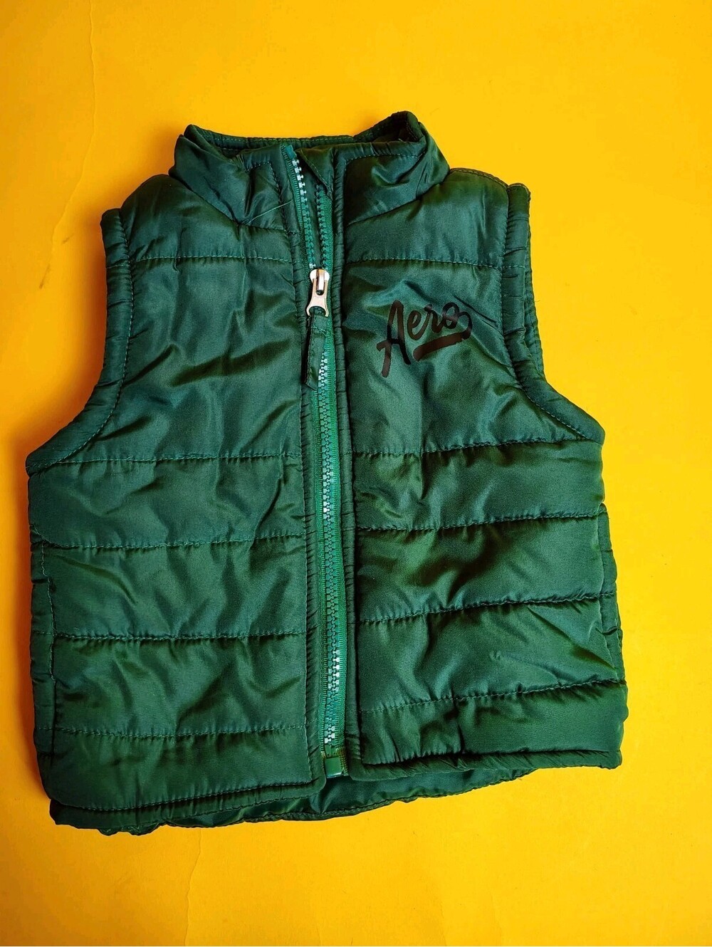 Aeropostale Kids Baby Puffer Vest Green Quilted Full Zip Winter Jacket 12M